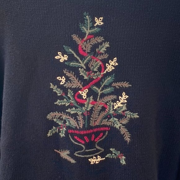 Vintage Breckenridge Embroidered Christmas Cardigan Black Zip Sz XL - Picture 2 of 13